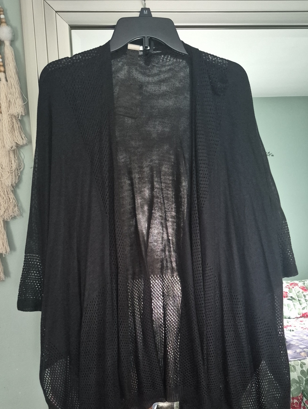 a.n.a Black Open-Front Lightweight Knit Cardigan